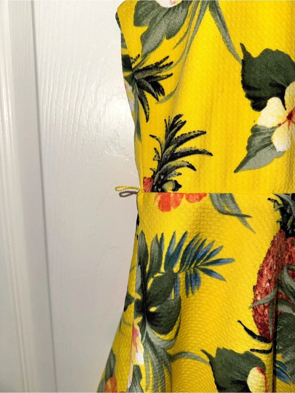 Girls' Yellow Tropical Pineapple Floral Halter Dress